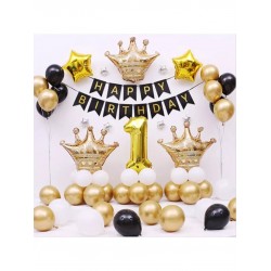 Yaş Seçenekli Gold Siyah Temalı Doğum Günü Balon Seti 57 Parça