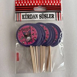 Kuromi Doğum Günü Temalı Kürdan Süs 10 Adet