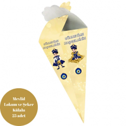 Sünnetime Hoşgeldiniz Temalı Gold Renkli Lokum ve Şeker Kutusu - 25 Adet