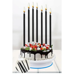 Siyah Uzun Çubuk Mum 6 adet