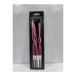 Pembe Kıvrık Çubuk Mum 6 adet