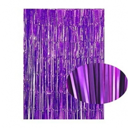 Mor Işıltılı Püsküllü Arka Fon Perdesi