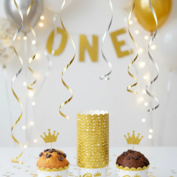 One Yazılı Beyaz Gold Cupcake Kapsülü - 8 Adet