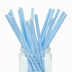 Açık Mavi Kağıt Pipet - 25 Adet