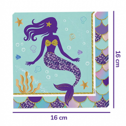 Deniz Kızı Konseptli Peçete - 16 Adet