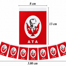 Atatürk Baskılı Orta Boy İpli Bayrak 40 Adet