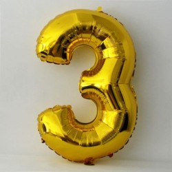 3 Rakam Gold Folyo Balon 76 cm