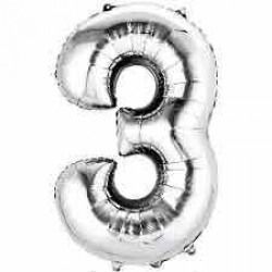 3 Rakam Gümüş Folyo Balon 76 cm