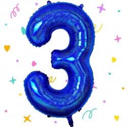 3 Rakam Mavi Folyo Balon 76 cm