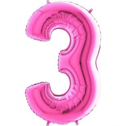 3 Rakam Pembe Folyo Balon 76 cm 