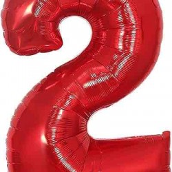 2 Rakam Kırmızı Folyo Balon - 76 cm 