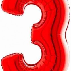 3 Rakam Kırmızı Folyo Balon - 76 cm 