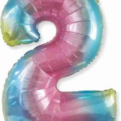 2 Rakam Gökkuşağı Folyo Balon 76 cm	