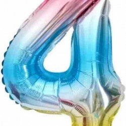 4 Rakam Gökkuşağı Folyo Balon 76 cm	