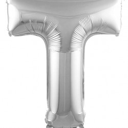 T Harfi Gümüş Folyo Balon 76 cm 