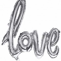 Love Yazılı Gümüş Folyo Balon