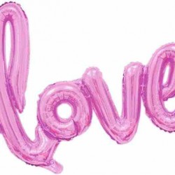 Love Yazılı Pembe Folyo Balon
