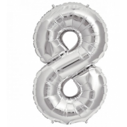 8 Rakam Gümüş Folyo Balon 76 cm 
