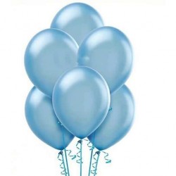 Açık Mavi Metalik Baskısız Lateks Balon - 5 Adet