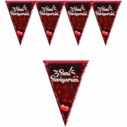 Seni Seviyorum Temalı Bayrak Flama Set
