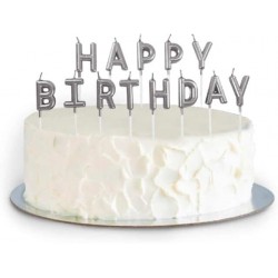 Happy Birthday Gümüş Pasta Mumu