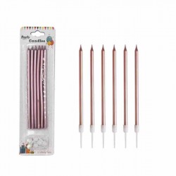 Pembe Uzun Çubuk Mum 6 adet