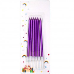 Lila Uzun Çubuk Mum 6 adet