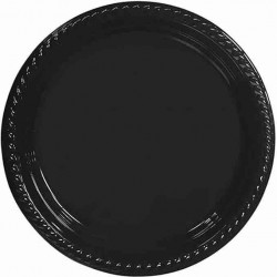 Siyah Plastik Tabak 22 cm - 8 Adet