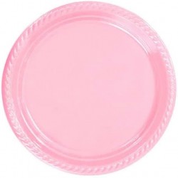 Pembe Plastik Tabak 22 cm - 5 Adet