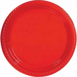 Kırmızı Plastik Tabak - 8 Adet