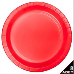 Kırmızı Karton Tabak - 8 Adet