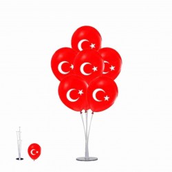 Türk Bayraklı Ayaklı Balon Standı
