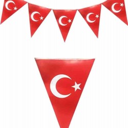 Türk Bayrağı Üçgen Flama Set - 2 Metre
